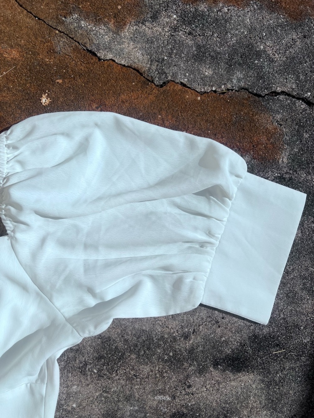Maniere De Voir White Puffy Sleeve Cut Out Ruched Sides Bodycon Mini Dress M - Picture 6 of 9